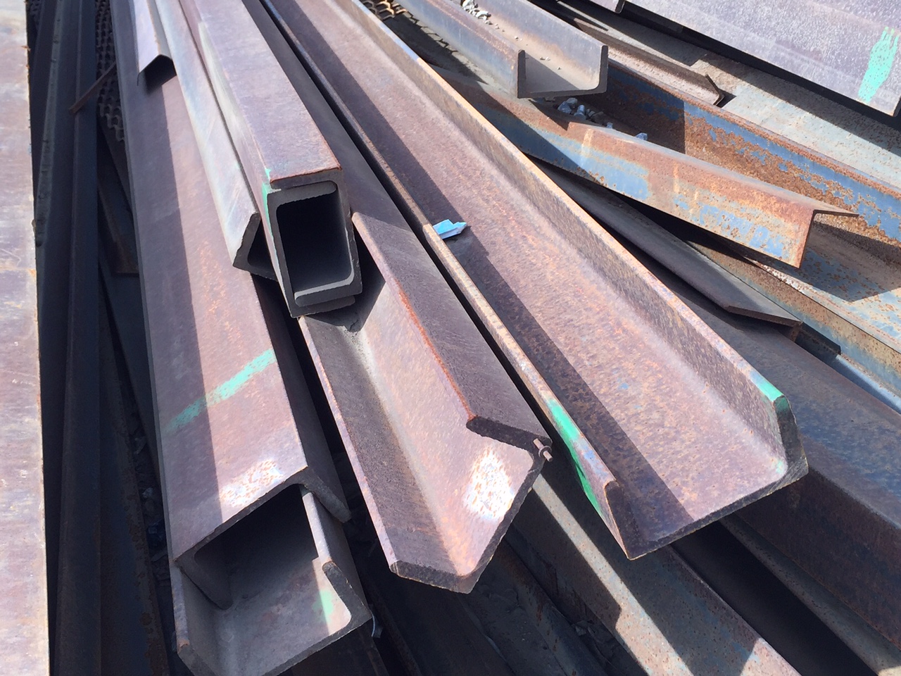 Plate and structural steel scrap - heavy beams channels and angles for industrial recycling