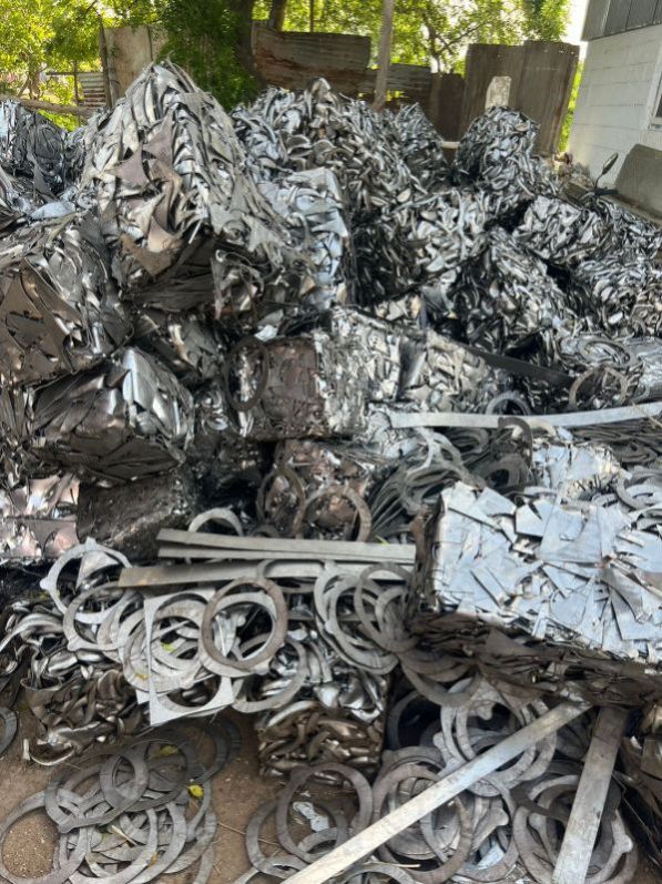 Stainless steel 430 ferritic scrap pile - chromium stainless no nickel industrial recycling